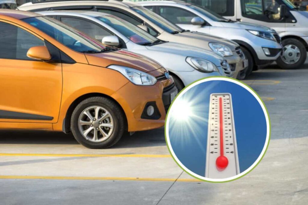 auto al sole e indicatore alte temperature