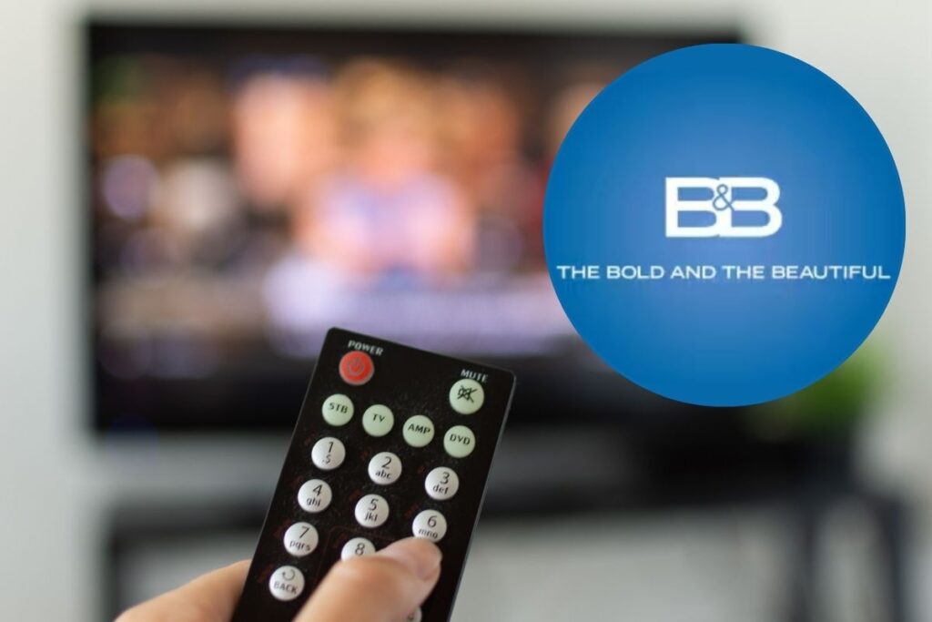 telecomando puntato alla TV e logo Beautiful