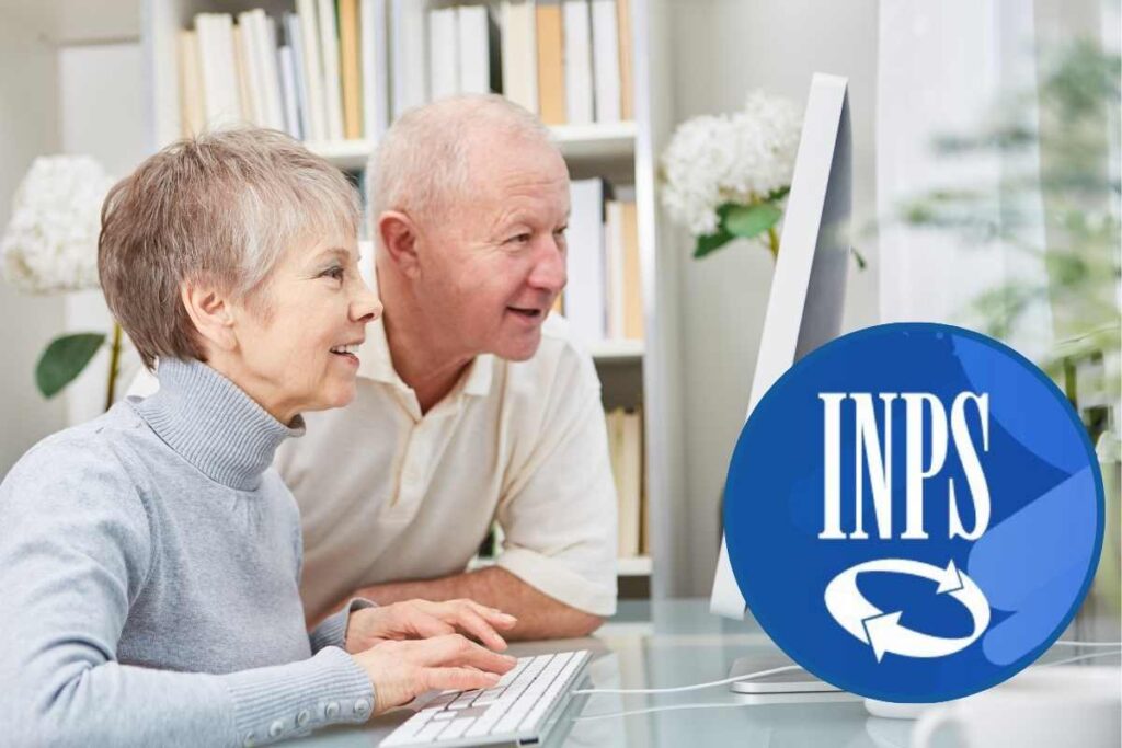 donna e uomo al pc, logo inps