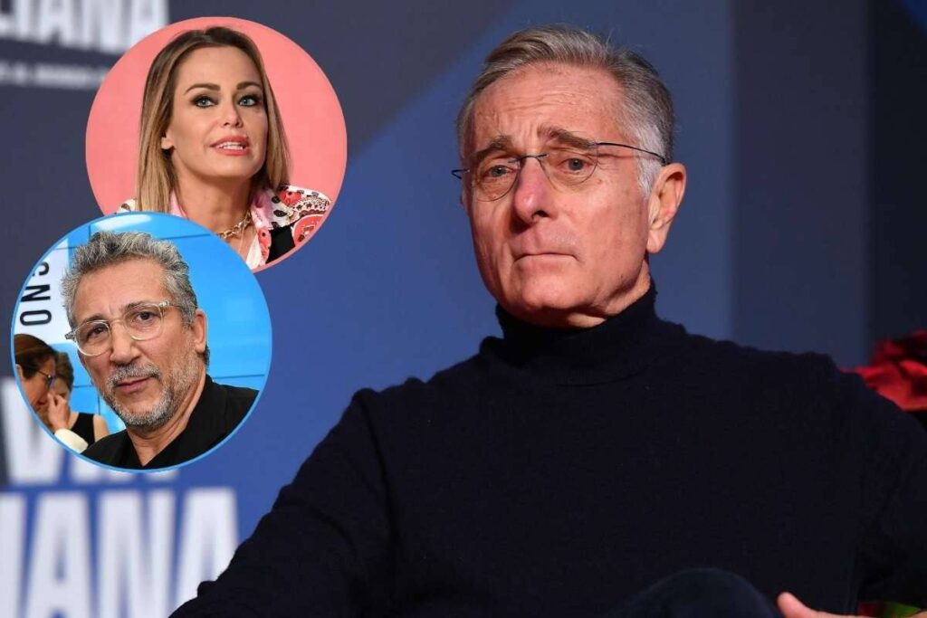 paolo bonolis e nei riquadri lucio presta e sonia bruganelli