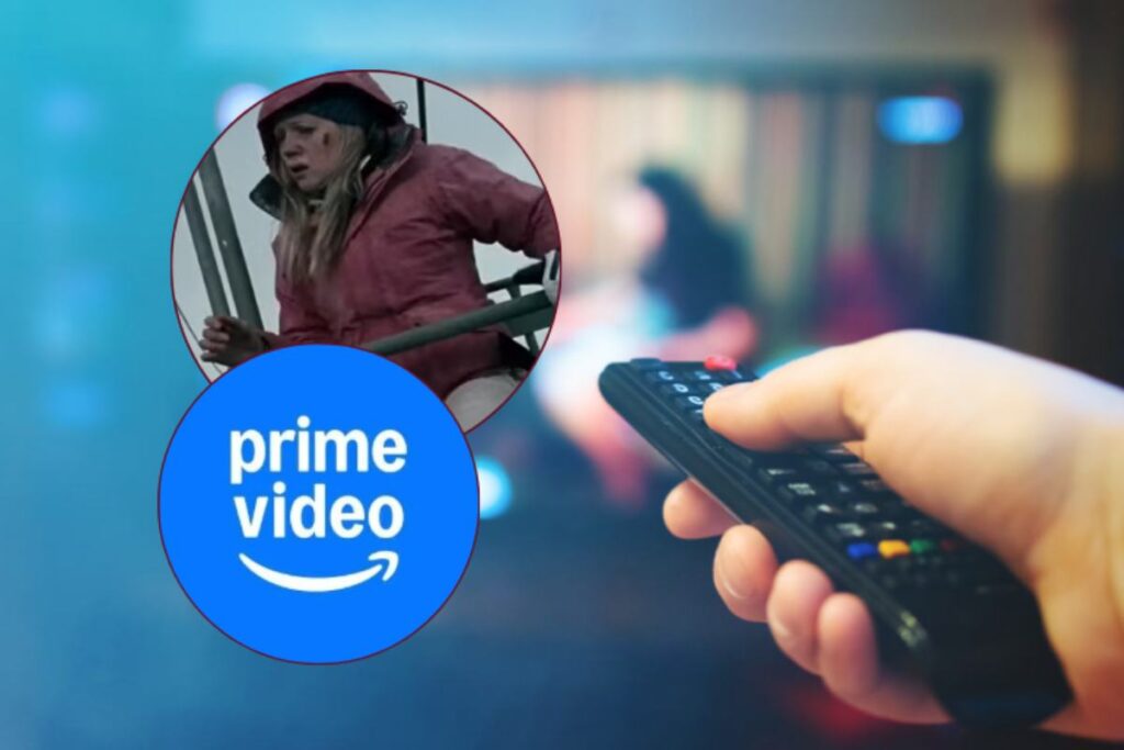 mano con telecomando e logo prime video