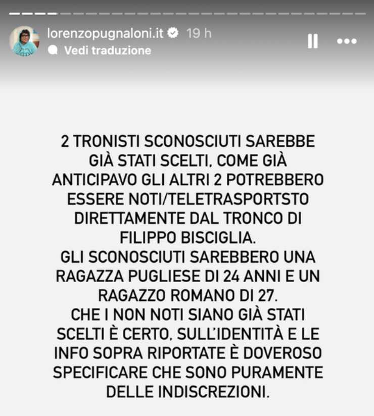 storia instagram di lorenzo pugnaloni