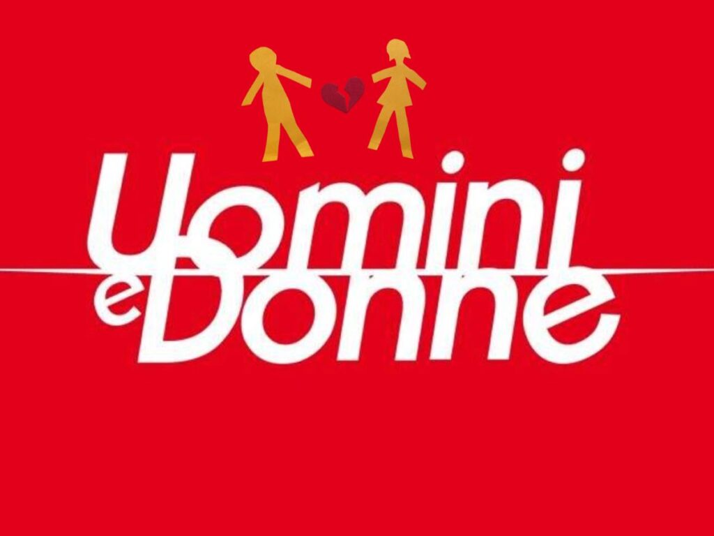logo uomini e donne e sagome uomo e donne con cuore spazzato