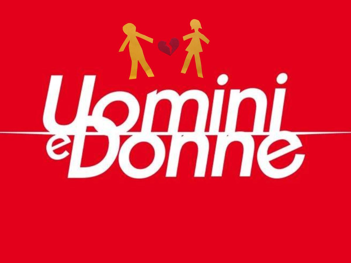 logo uomini e donne e sagome uomo e donne con cuore spazzato