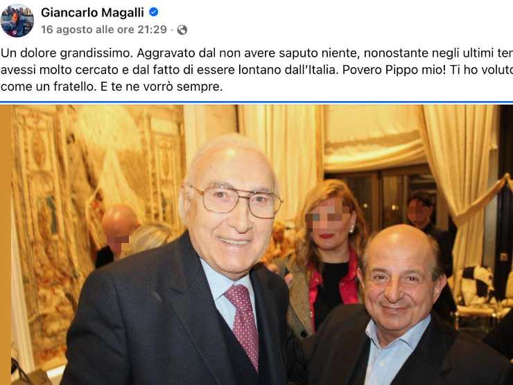 il messaggio di magalli per baudo su facebook