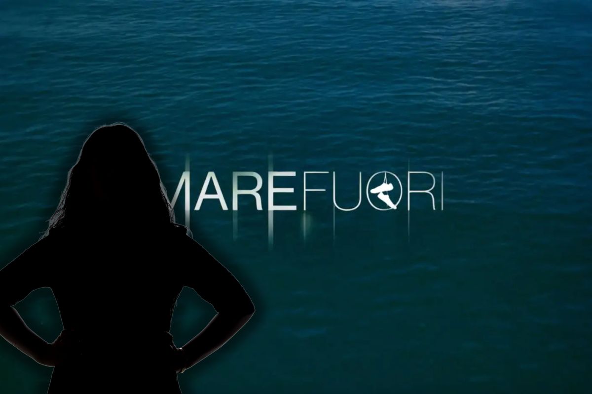logo mare fuori e sagoma nera di donna