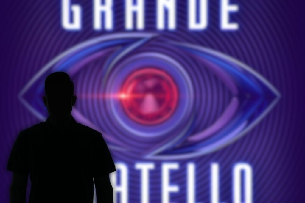 logo grande fratello e sagoma nera uomo