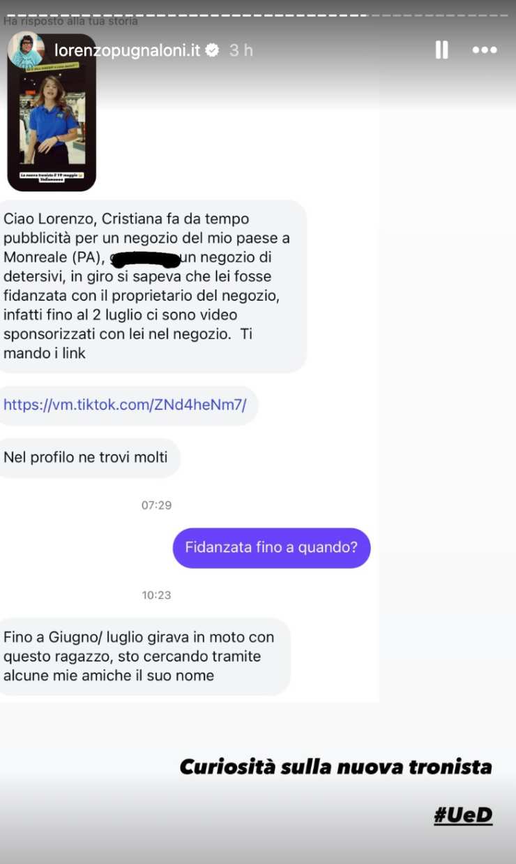 ig story di lorenzo pugnaloni su instagram