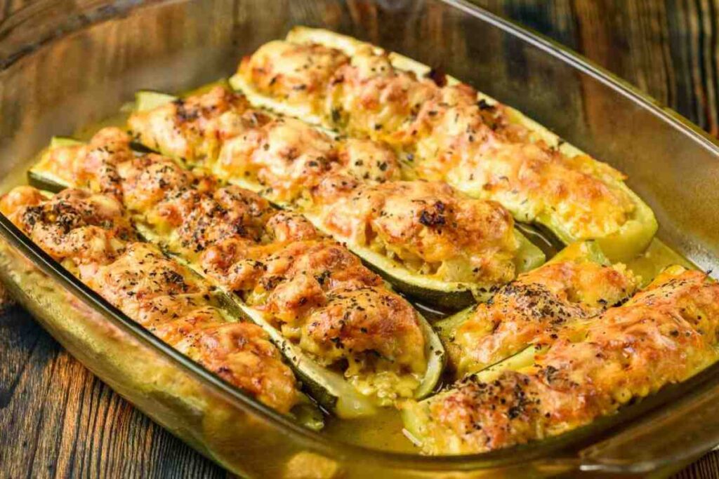 teglia di zucchine ripiene con formaggio