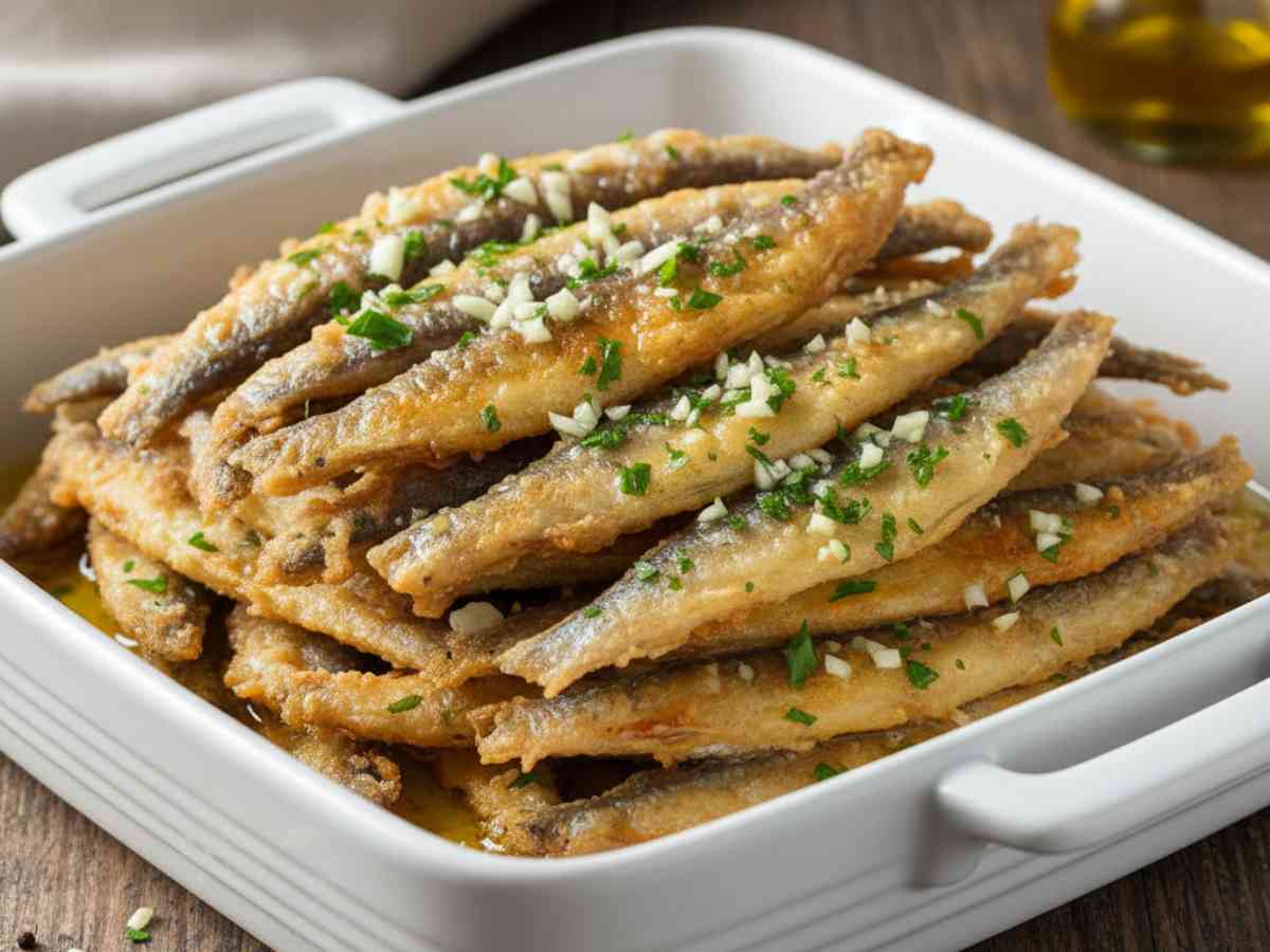 alici in pastella fritte con aglio e prezzemolo