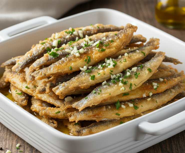 alici con aglio e prezzemolo fritte