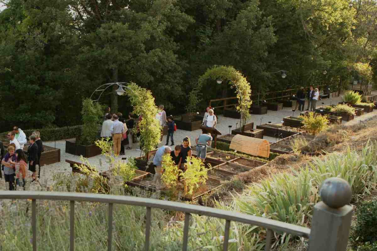 prato con persone durante un buffet