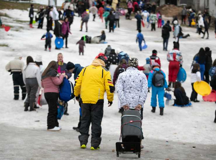 I turisti sulla neve