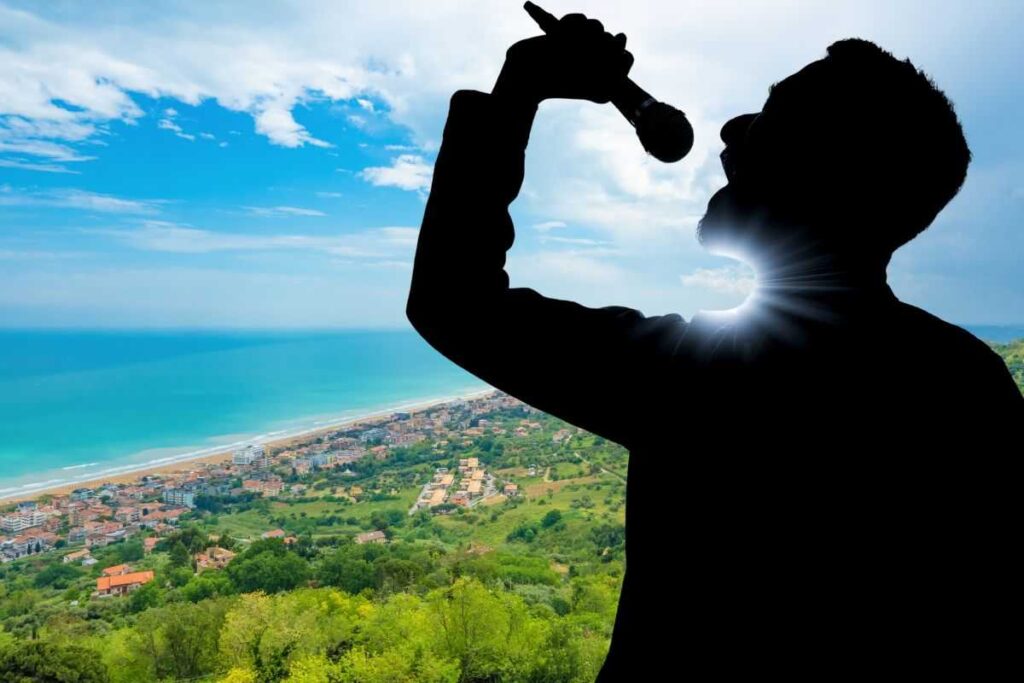 sfondo e cantante che canta