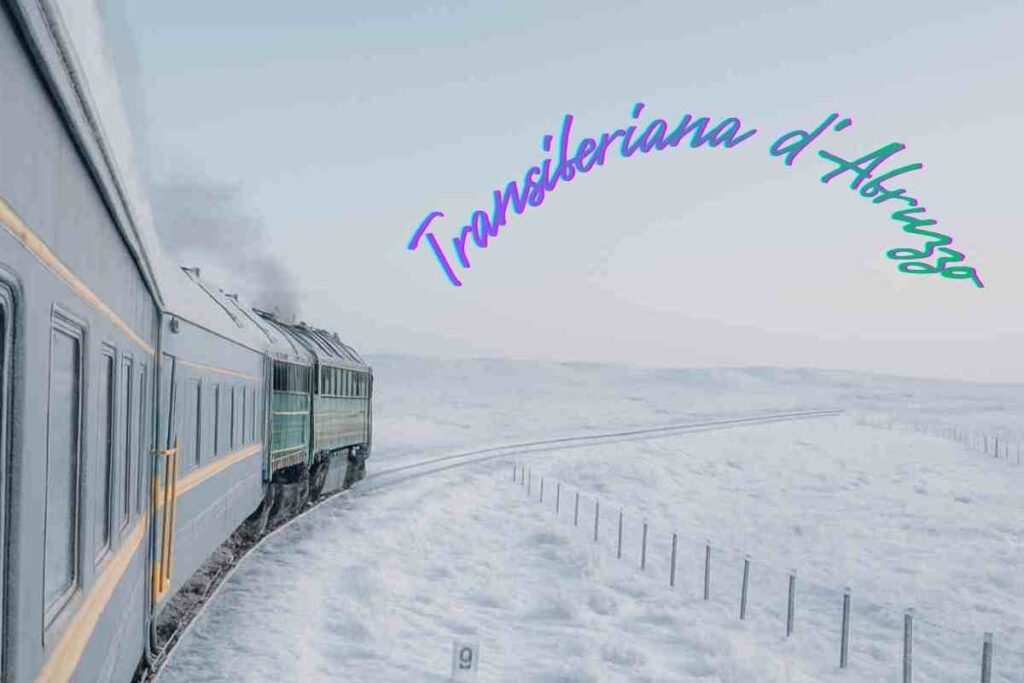 treno che attraversa un paesaggio innevato completamente