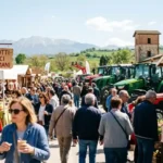 Fiera dell'Agricoltura Teramo 2026: stand di prodotti tipici abruzzesi, trattori in esposizione e visitatori durante il ponte del 25 aprile in Abruzzo.
