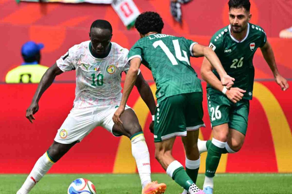 Un momento di gioco di Senegal-Iraq per i Mondiali 2026.