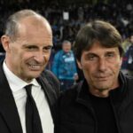 Massimiliano Allegri ed Antonio Conte posano insieme per i fotografi al Maradona.